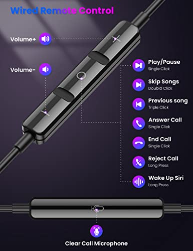 iMangoo for Apple MFi-Certified Wired Earbuds for Lightning Headphones - color: Purple