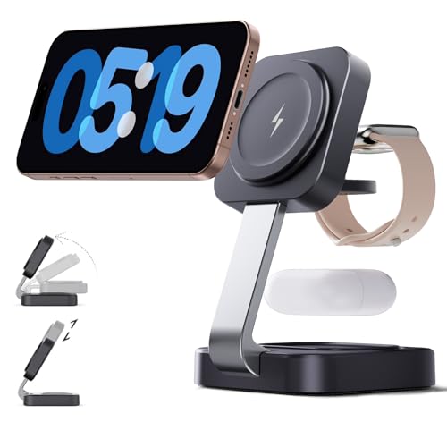 2026 Traveling Wireless Mag-Safe Fast Magnetic 3 in 1Charging Station - color: Black