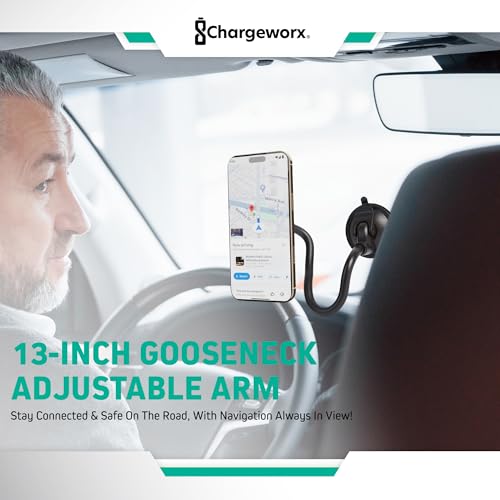 MagSafe Car Mount, Magnetic Car Phone Holder, 14" Gooseneck & Suction Cup - style: Magnetic