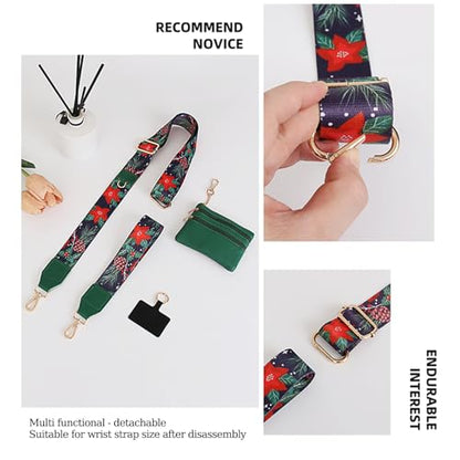 Phone Strap with Zippered Pouch, Clip and Go Strap for Phone with Wallet Crossbody, Adjustable Crossbody Phone Strap-3 - color: Butterfly Purple