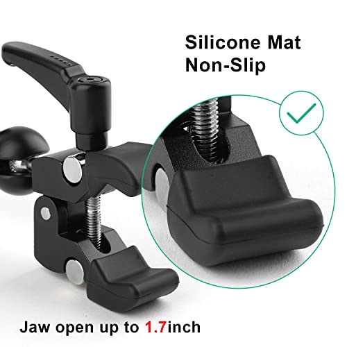 iTODOS Cell Phone Holder Mount Clip for Golf Cart,Wheelchair Walker,Stroller,Spin Bike, Table, Clamp Fits iPhone,Galaxy, Nexus,Most Phones and GPS up to 4" Wide,Aluminum Alloy Material