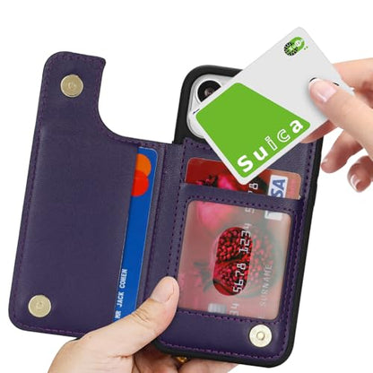 iCoverCase Compatible with iPhone 13 Mini Case with Card Holder, Wallet Phone Case for Women Men RFID Blocking PU Leather Protective Case 5.4 Inch (Dark Purple) - color: Dark Purple