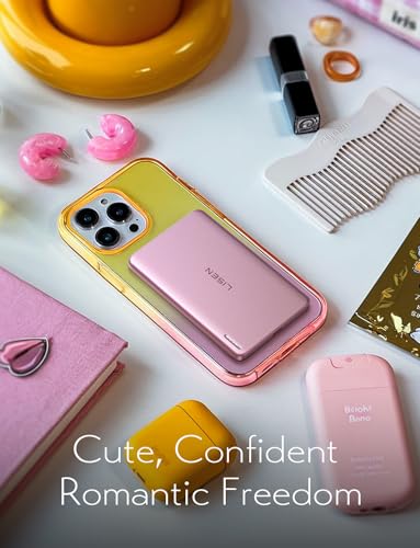 LISEN 0.3‘’ Ultra Slim MagSafe Portable Charger,5000mAh Wireless Card Slim MagSafe Battery Pack iPhone 17 Air Accessories,Magnetic Power Bank for iPhone 17 Pro Max Plus Air/16/15/14/13/12，Pink - color: Pink