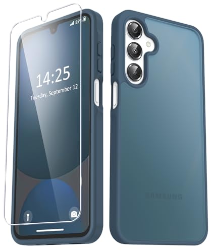 YENAPOON for Samsung Galaxy A16 5G Case, Matte Phone Case, Navy Blue | with 1 Screen Protector, Frosted Translucent Back, Slim Shockproof Protective Cover - color: Navy Blue, size: for Galaxy A16 5G