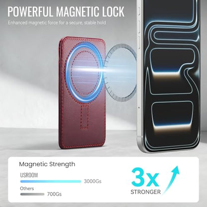 for Magsafe Wallet Magnetic Card Holder RFID Blocking, Wine Red - color: Wine Red
