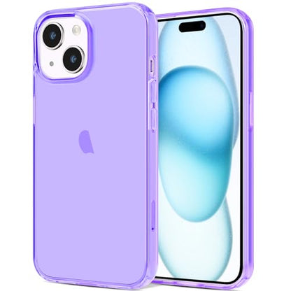 JJGoo Compatible with iPhone 15 Plus Case Clear, Soft Clear TPU Phone Cases, Shockproof Transparent Bumper Cover Slim Thin Phone Case, Translucent Purple - color: Purple