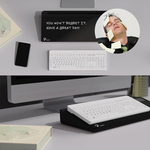 TOWON Glass Desk Whiteboard with Calculator 17x6 in, Desk Organizer, Black - color: Cal Black