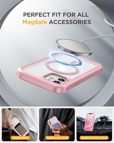Miracase Magnetic for iPhone 12 mini Case, [360 Full-Body Protection & Complete Camera Guard], Drop & Scratch-Resistant, Shockproof, Stylish Clear iPhone Case, iPhone 12 mini Cover, Gray Pink - color: Magnetic Pink, size: iPhone 12 Mini