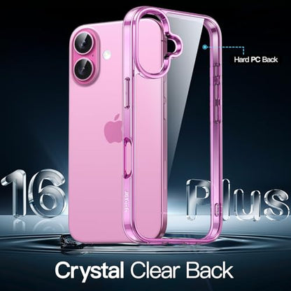 JETech Case ONLY for iPhone 16 Plus 6.7-Inch, Non-Yellowing Shockproof Phone Bumper Cover, Anti-Scratch Clear Back (Pink) - color: Pink, size: iPhone 16 Plus