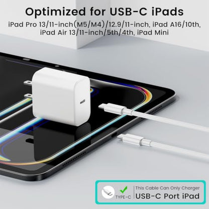 2Pack iPad USB C Fast Charger with 10FT Long Braided USB C to USB C Cable - size: 10FT 2Pack