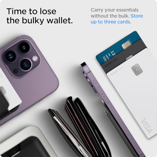 Spigen for MagSafe Wallet, Holds 3 Cards, Strong Magnet, Valentinus MagFit - color: PU Black, size: 3-Cards