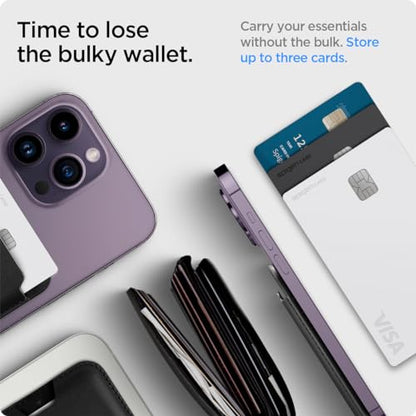 Spigen for MagSafe Wallet, Holds 3 Cards, Strong Magnet, Valentinus MagFit - color: PU Black, size: 3-Cards