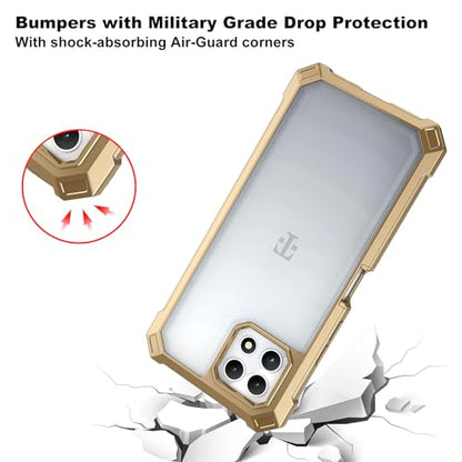Ailiber for TMobile REVVL 7 5G Case, Clear Transparent [Anti Yellowing], with [Screen Protector], Dual Layer Shockproof Bumper, Silicone Cell Phone Case for T-Mobile Metro REVVL 7 5G-Gold - color: Crystal Clear & Gold