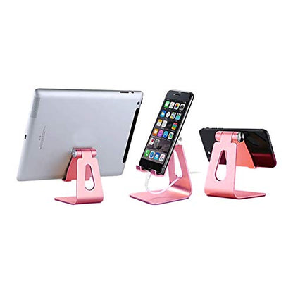 Phone & Tablet Stand Adjustable Multi‑Angle Aluminum Phone & Tablet Stand Non‑Slip Dock/Cradle/Charging Station for Desktop, Bed, Kitchen, Office (Rose Gold) - color: Rose Gold