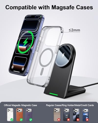 NANAMI 25W Magnetic Wireless Charger Stand, Fast Phone Charger for Magsafe - color: Black