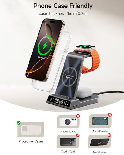 3 in 1 Wireless Charger for iPhone 8-18, Apple Watch Ultra 4/12, AirPods