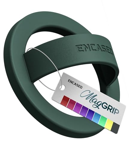 Encased Magnetic Phone Grip Holder Thin Silicone Finger Loop Ring Compatible with iPhone (Evergreen) - color: Evergreen