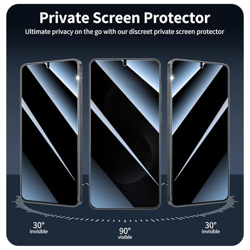 Privacy Screen & Camera Lens Protector for Samsung Galaxy S25 Edge, Anti-Spy Tempered Glass, Private Black Protection, 9H Hardness Anti-Scratch 2.5D Curved Edges Case-Friendly, 3 Pack Each - color: S25 Edge Black