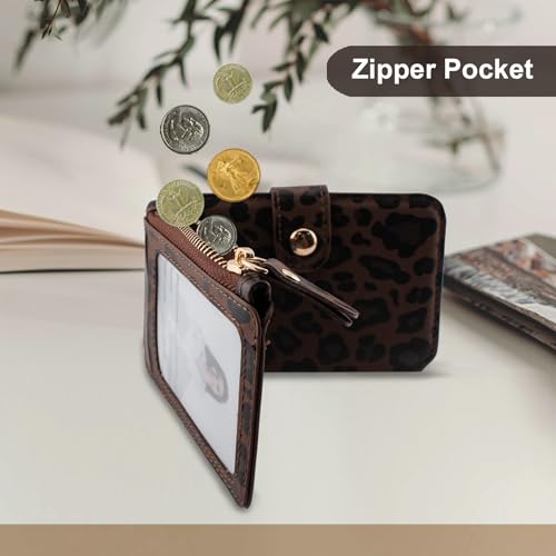 M-Plateau RFID Blocking Phone Wallet Stick on Leopard Print With Sticker | Wallet for Women Card Holder for Phone case with Snap Closure Zipper Pocket 6 Card Slots (Compatible with Most Smartphones) - color: Leopard