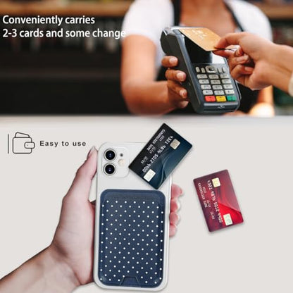for MagSafe Wallet,Magnetic Card Holder for Phone Case - color: Blue Polka Dots