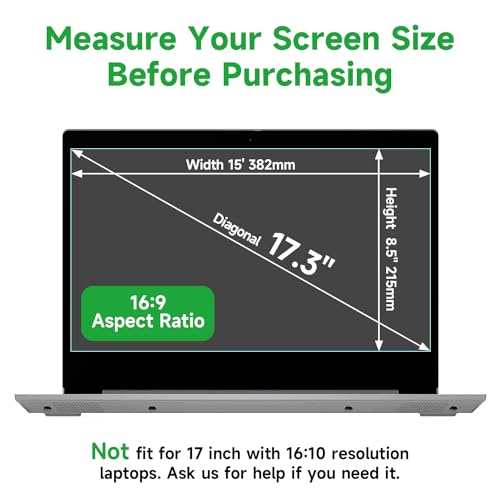 2 Pcs 17.3 Inch Anti Blue Light Screen Protector, Reduce Eye Strain Matte Anti Glare Computer Screen Cover, Blue Light Blocking Screen Protector for HP/Lenovo/Dell/ASUS/Acer/Samsung 17.3’’ with 16:9 - size: 17.3 inch