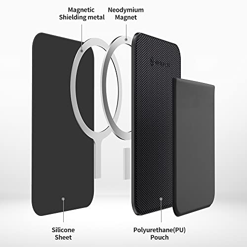 Sinjimoru for MagSafe Wallet Stretchy Lycra Fabric 2600G Secure Magnetic Strength Minimalist Wallet Compatible with iPhone 16 15 14 13 12 MagSafe Case M-Basic Black | M-Basic, fits iPhone 16-12, 2600g magnetic strength, 5 cards storage, minimalist slim de