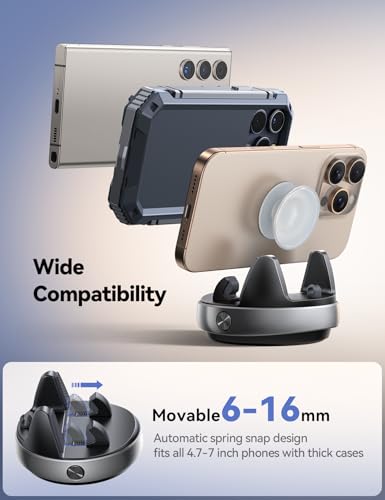 Car Phone Holder Mount, 360 Degree Rotation Dashboard Phone Holder, Silver - color: Silver