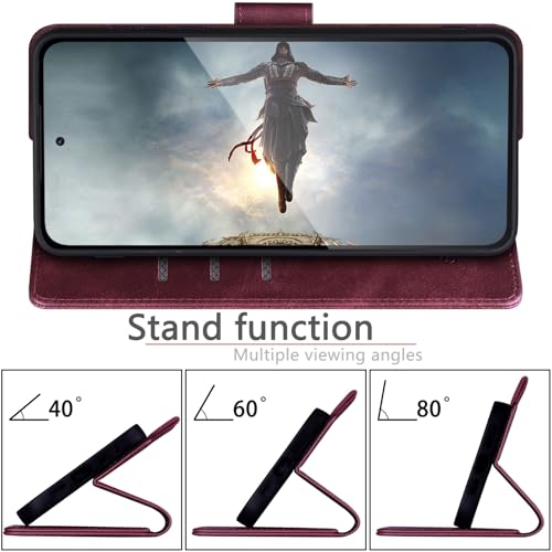 SUANPOT Compatible with Samsung Galaxy S26 Wallet case with RFID Blocking Credit Card Holder,Flip Book PU Leather Protective Cover Women Men for Samsung S26 Phone case Wine Red - color: Wine Red, size: Samsung Galaxy S26
