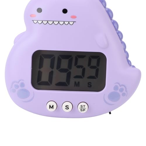 Cute Dinosaur Timer, Large LCD Display Battery Powered Magnetic Foldable Stand Countdown Alarm Clock for Kids Teachers Home Office Purple - color: Purple