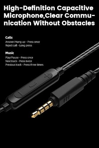 Wired Gaming Earbuds with Microphone, in-Ear Monitor Headphones High Sound Quality Earphones for iPhone, Laptop, MP3, Android Smartphones, Fits All 3.5mm Jack Device-Black