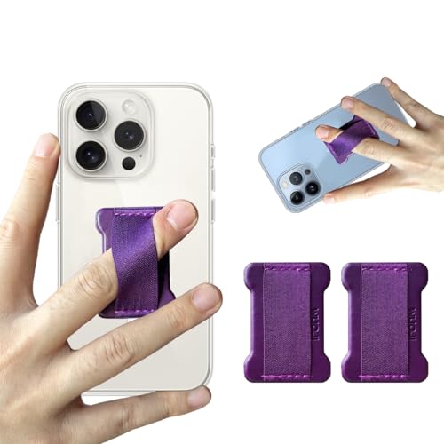 Universal Phone Grip for Smartphones - Phone Holder for Hand for Back of Phone - Wireless Charging Compatible (DeepPurple) - 2Pack - color: Dark Purplew
