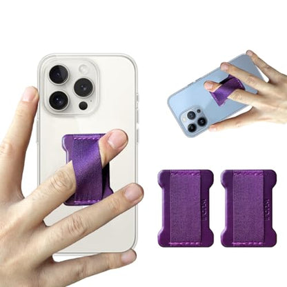 Universal Phone Grip for Smartphones - Phone Holder for Hand for Back of Phone - Wireless Charging Compatible (DeepPurple) - 2Pack - color: Dark Purplew