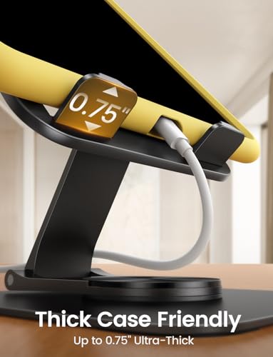 Lamicall Adjustable iPad Stand for Desk, Ultra-Slim Foldable, 360° Rotation - color: Black