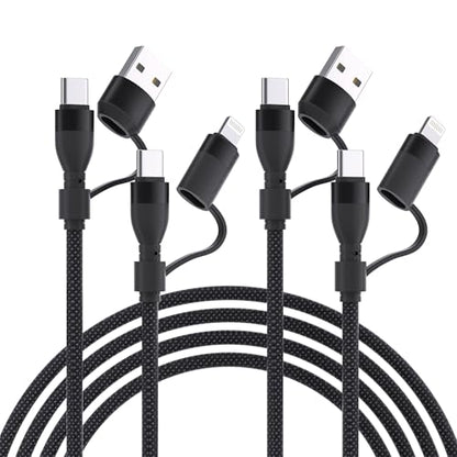 MALPHITE 4 in 1 Charging Cable 3.3FT 60W Max 2 Packs MFi Certified Fast Charging & Data Sync USB A/C to Type C/Lightning Ports Compatible with iPad/iPhone Series/MacBook/Samsung etc