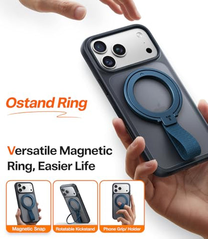 TORRAS (Gen6.0) Magnetic Phone Grip Ring Holder Kickstand, Ostand Ring Blue - color: Navy Blue w/ Braided Nylon Strap