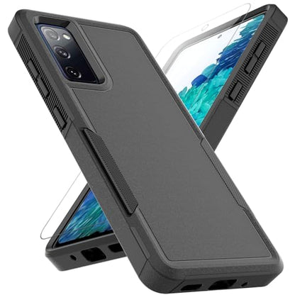 for Samsung Galaxy S20 FE 5G Case: Dual Layer Protective Heavy Duty Cell Phone Cover Shockproof Rugged with Screen Protector - Military Protection Bumper Tough - Samsung Galaxy S20 FE 5G, Black - color: Black (PC) + Black (TPU)