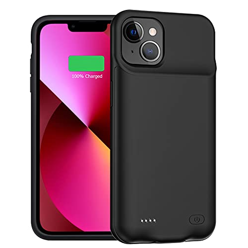 Battery Case for iPhone 13 Mini, Enhanced 6500mAh Ultra Thin Portable Protective Power Smart Charging Case Compatible with iPhone 13 Mini (5.4 inch) Rechargeable Extended Battery Charger Case (Black) - color: Black