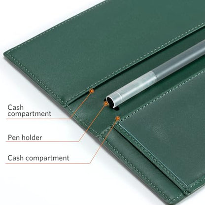 CoBak Checkbook Cover for Women & Men - PU Leather Case with RFID Blocking | Classic Design Check Book Holder for Personal and Business - color: Crocodile Pine Green