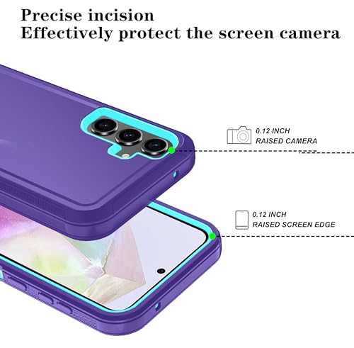 Qinmay Phone Case for Samsung Galaxy A37 5G Case with HD Screen Protector, Heavy Duty Shockproof & Dropproof 3-Layer Cover Phone Case for Galaxy A37,PurpleSkyBlue - color: PurpleSkyBlue