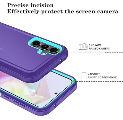 Qinmay Phone Case for Samsung Galaxy A37 5G Case with HD Screen Protector, Heavy Duty Shockproof & Dropproof 3-Layer Cover Phone Case for Galaxy A37,PurpleSkyBlue - color: PurpleSkyBlue