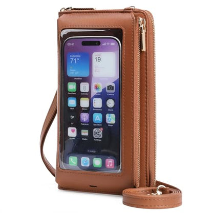 GOIACII Phone Purse Crossbody Bags for Women Small Travel Wallet Touch Screen RFID Blocking - color: A03 Brown