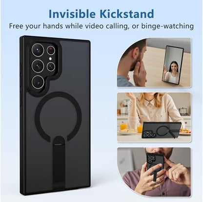 for S22-Ultra Case Compatible with MagSafe, Durable Stand, Black - color: Black, size: Galaxy S22 Ultra 6.8"