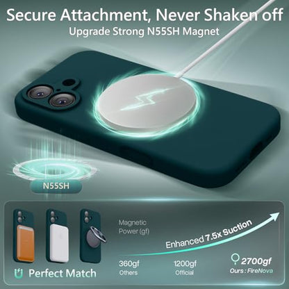 FireNova Magnetic for iPhone 17 Case, 6.3", Teal | Compatible with MagSafe, Integrated Silicone Camera Control Button, Camera Protection, Anti-Scratch Soft Microfiber Lining - color: Teal, size: Iphone 17