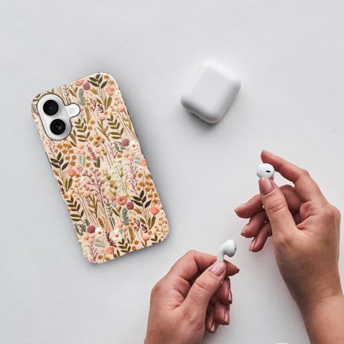 Compatible with iPhone 17,Anti-Scratch Glossy Case Cover,Boho Romantic Embroidery Flower - color: Boho Romantic Embroidery Flower, size: IPhone 17