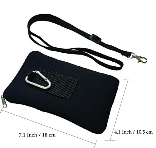 Tainada Men Women Phone Neoprene Shockproof Zippered Sleeve Case Bag Pouch w/Carabiner Clip Hook, Neck Lanyard, Belt Loop Holster for iPhone 17/16 Pro Max, Air, 16e, 16 Plus; Samsung S25+ (Black) | For Men/Women; Water-resistant neoprene material, shockpr