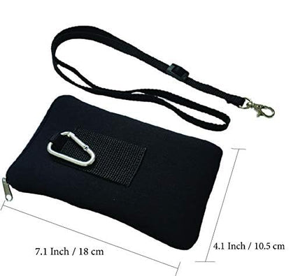 Tainada Men Women Phone Neoprene Shockproof Zippered Sleeve Case Bag Pouch w/Carabiner Clip Hook, Neck Lanyard, Belt Loop Holster for iPhone 17/16 Pro Max, Air, 16e, 16 Plus; Samsung S25+ (Black) | For Men/Women; Water-resistant neoprene material, shockpr