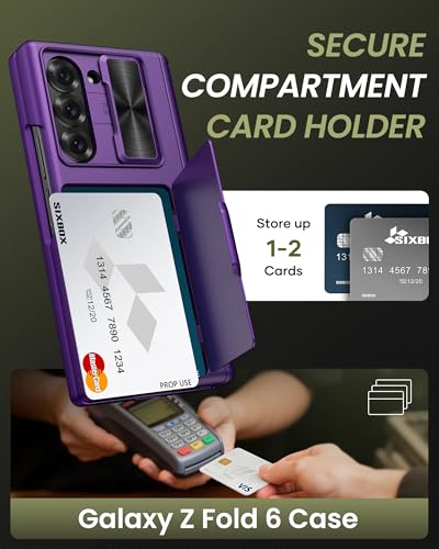 for Samsung Galaxy Z Fold 6 Wallet Case, Camera Cover, Dark Purple - color: Dark Purple