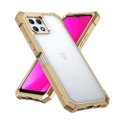 Ailiber for TMobile REVVL 7 5G Case, Clear Transparent [Anti Yellowing], with [Screen Protector], Dual Layer Shockproof Bumper, Silicone Cell Phone Case for T-Mobile Metro REVVL 7 5G-Gold - color: Crystal Clear & Gold