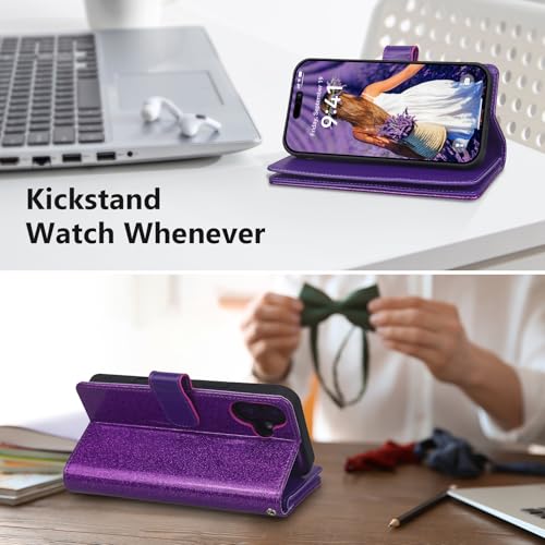 Varikke Wallet Case for iPhone 16 - Compatible with Magsafe, Light Purple - color: (Compatible with MagSafe) Dark Purple, size: iPhone 16 6.1"