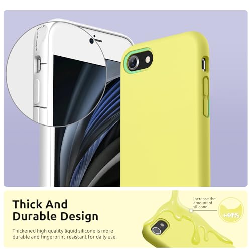 SURPHY Designed for iPhone SE Case, iPhone 8 Case, iPhone 7 Case, Liquid Silicone Phone Case for iPhone se 3rd 2nd SE 2022 SE 2020, Yellow - color: Yellow